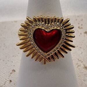 New Anthro 18k Gold plated resin heart stacker ring